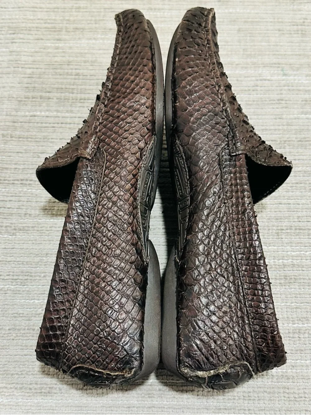 COACH Gary Men's Genuine Python Snakeskin Driving Loafers Shoes Brown 8,5 D - Picture 7 of 13